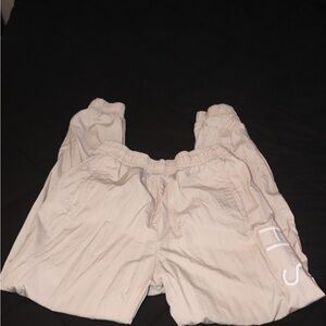 Beige Jogger Pants with Embroidered Detail